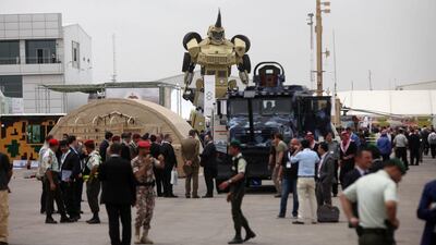 A Jordanian special operation unit demonstrates tactical displays for attacking terrorists and evacuating hostages during the opening ceremony of SOFEX 2016 on May 10, 2016 in Amman, Jordan. Salah Malkawi for The National