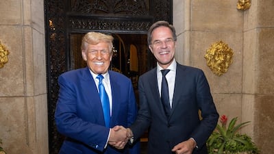 Donald Trump met Nato Secretary General Mark Rutte in Palm Beach, Florida on Saturday. AFP