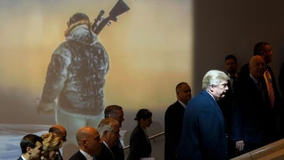 US president Donald Trump arrives with his delegation, including secretary of state Rex Tillerson and Jared Kushner, the president's son-in-law and senior adviser, at the World Economic Forum annual meeting in Davos, Switzerland on January 25, 2018. Fabrice Coffrini / AFP