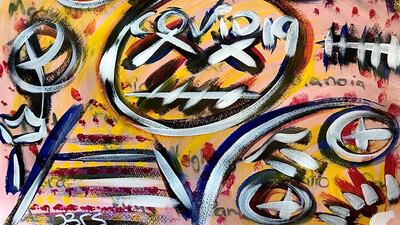 'Covid-19 on my mind' by Kristoffer Kullengren. The artist says that he wanted to "illustrate the stress and frustration that I feeling... Wherever I turn, Covid-19 is always on my mind." Courtesy Kristoffer Kullengren / @krspaints