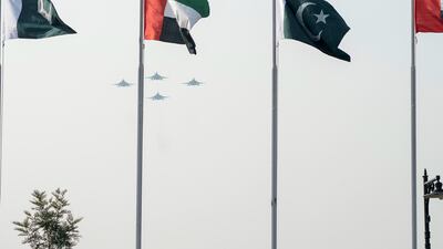 Aircraft participate in a reception held by Imran Khan. Rashed Al Mansoori / Ministry of Presidential Affairs