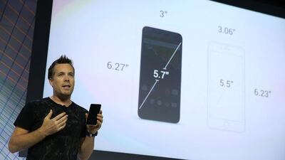 Google VP of engineering Dave Burke announces a new Nexus phone during the event. Justin Sullivan / Getty Images / AFP