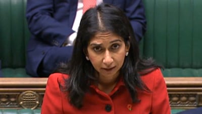 Britain's Home Secretary Suella Braverman in the House of Commons on October 21. AFP/PRU