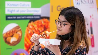Food stalls selling popular Korean street eats abound, with dishes such as tteokbokki (spicy rice cakes), kimchi, kimbap and bubble tea on offer.