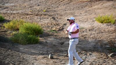 Graeme McDowell of Northern Ireland on the 18th hole during the third round of the Saudi International at Royal Greens Golf and Country Club. Getty Images