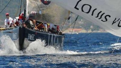 The Swedish team Artemis gives chase during a Louis Vuitton race in June at La Maddalena Island in Sardinia.