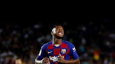 Barcelona forward Ansu Fati in action. EPA