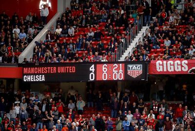The scoreboard at Old Trafford tells the story of United's big afternoon. PA