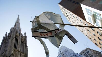 Commemorating the Triangle Shirtwaist fire, an event that appears in Kalyan Ray’s novel. Eric Thayer / Getty Images