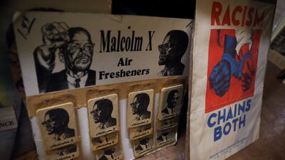 Items are pictured amid the collection of Elizabeth Meaders, 90, of thousands of historical and cultural artifacts, which traces the African American experience from the Revolutionary War and the beginnings of slavery, through the Civil Rights Movement to today's Black Lives Matter movement, being offered in a single lot auction sale by Guernsey's on February 28, 2022, at her home in the Staten Island borough of New York City. Reuters