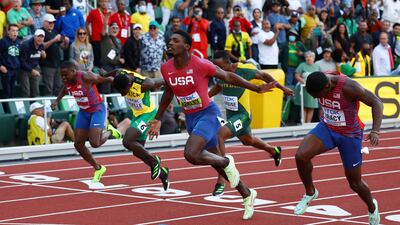 Fred Kerley wins the men's 100 metres final at the World Athletics Championships. Reuters