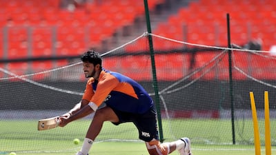 India's Washington Sundar during training ahead of the fourth Test against England at the Narendra Modi Stadium in Ahmedabad. AP