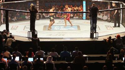 There was a sell-out crowd of more than 7,000 fans at du Arena on Yas Island in Abu Dhabi on Saturday April 11. Pawan Singh / The National