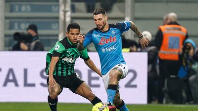 Napoli's Matteo Politano on the attack against Sassuolo. EPA