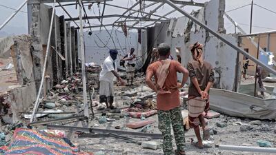 A picture taken on August 29, 2021, shows the damage at the Al-Anad airbase, some 60 kilometres (40 miles) north of Yemen's second city Aden, after it was reportedly targeted by Houthi rebels. AFP