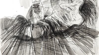 Harb grapples with the idea that the human body, conceptually and physically, is connected to the home and land during times of war. Pictured: Dystopia is not a Noun 3. Photo: Tabari Artspace