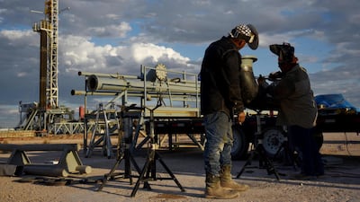 Workers at a Colgate Energy site in Texas. Goldman Sachs cautioned that shale productivity improvements were on the decline in shale plays such as Eagle Ford. Bloomberg