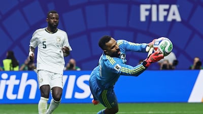 Saudi Arabia goalkeeper Mohammed Al Owais during the World Cup defeat to Spain in Atlanta. EPA