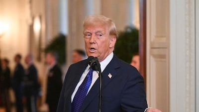 US President Donald Trump in the East Room of the White House. AFP