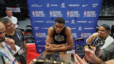 Milwaukee Bucks' forward Thanasis Antetokounmpo speaks to reporters ahead of the NBA Abu Dhabi Games. AFP