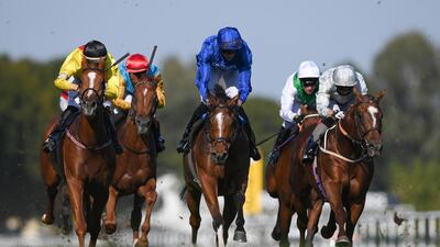 James Doyle guides Barney Roy, centre, to victory in the Grosser Preis von Baden. Getty