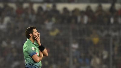 Shahid Afridi shown during the Asia Cup T20 tournament earlier this year in Dhaka. Munir uz Zaman / AFP
