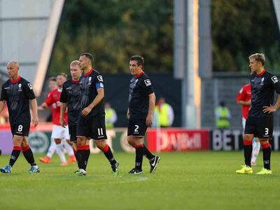 From left: Nicky Butt, Paul Scholes, Ryan Giggs, Gary Neville and Phil Neville of the Manchester Untied Class of 92 turning out for Salford City. Scholes has been singled out for criticism by current Manchester United manager Jose Mourinho for his comments about Paul Pogba's recent performances. AMA/Corbis via Getty Images