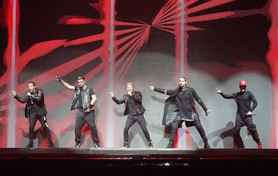 The Backstreet Boys performing at the Etihad Arena in Abu Dhabi. Pawan Singh / The National