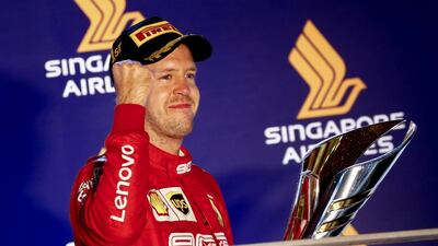 Sebastian Vettel of Ferrari after winning the Singapore Grand Prix. EPA