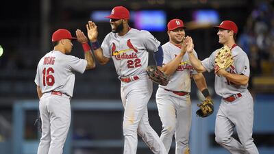 St. Louis Cardinals', from left, Kolten Wong, Jason Heyward, Jhonny Peralta and Randal Grichuk. Mark J. Terrill / AP Photo