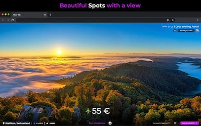 Flight information, as well as real-time Covid-19 statistics and visa requirements are shown with each respective photo or video. Tab With a View