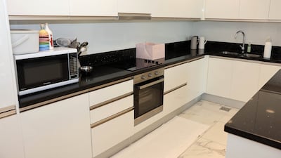 The kitchen in the three-bedroom home