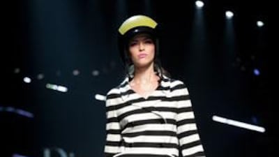 John Galliano went big on horizontal stripes for the Dior Cruise collection in Shanghai.