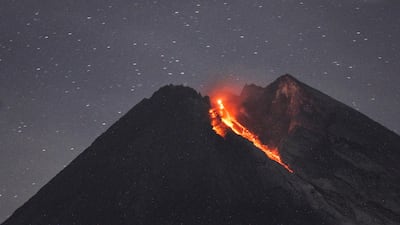 Mount Merapi spews volcanic material as it erupts as seen from Cangkringan, Yogyakarta, Indonesia. AP Photo