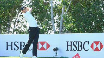 Thomas Pieters hits his tee-shot on the 17th hole during the first round of the Abu Dhabi HSBC Golf Championship. Andrew Redington / Getty Images