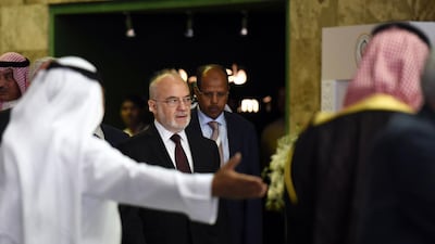 Iraqi Minister of Foreign Affairs Ibrahim Al Jafaari arrives to attend the preparatory meeting ahead of the 28th Summit of the Arab League in Riyadh on April 12, 2018. Fayez Nureldine / AFP Photo