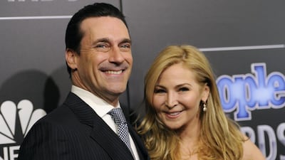 Jon Hamm, left, and Jennifer Westfeldt. Hamm has recently completed a stint in rehab for alcoholism. Chris Pizzello / Invision / AP