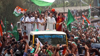 Rahul and his sister, Priyanka Gandhi Vadra, wave to their supporters in Wayanad in the southern state of Kerala. Reuters