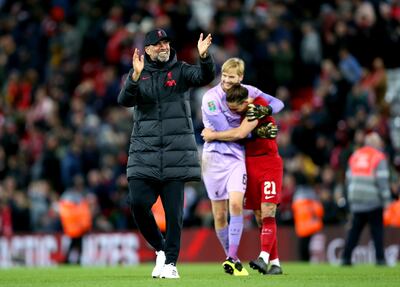 Liverpool manager Jurgen Klopp celebrates at the end of the game. PA