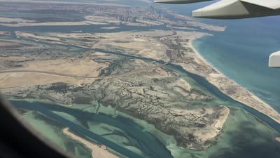 An aerial shot of Saadiyat Island: archaeologists have discovered settlements on the island that date from the late 18th century - the same time Abu Dhabi was first established. Courtesy Dr Robert Parthesius