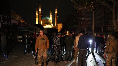 Lebanese policemen surround and protected the tent of Lokman Slim after a clash with the protesters during a dialogue meeting in downtown beirut, Lebanon. EPA
