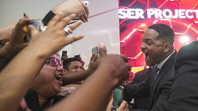 Will Smith promoting Suicide Squad in Dubai in 2017. Mona Al Marzooqi/ The National