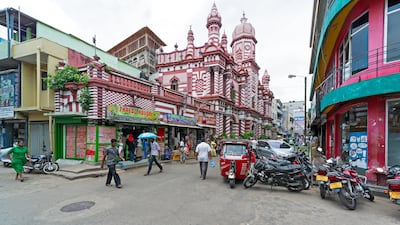 Jami-Ul-Alfar Mosque is one of the oldest mosques in Colombo and a popular tourist site in the city. Photo: Alamy Stock Photo