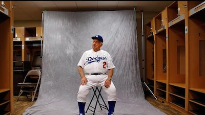Tommy Lasorda of the Los Angeles Dodgers in Glendale, Arizona. Paul Sancya / AP Photo