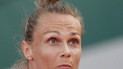 Slovakia’s Magdalena Rybarikova serves against Coco Vandeweghe of the US at the French Open. Christophe Ena / AP Photo
