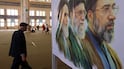 A poster depicts Iranian leaders at a commemoration event for those killed in war. AFP