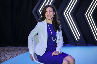 Lydia Kostopoulos, a strategist for academia and governments, and founder of technology consultancy Abundance Studio, at the Governance of Emerging Technologies Summit in Abu Dhabi. Victor Besa / The National