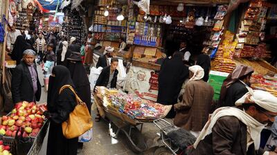 Yemenis shop for the Eid Al Fitr festival, marking the end of the Muslim fasting month of Ramadan, at a market in the old quarter of Sana'a, Yemen. EPA