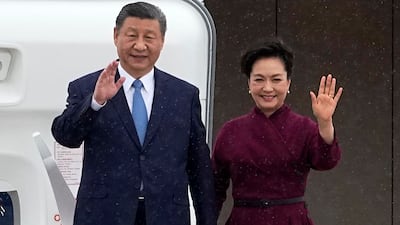 Mr Xi and Ms Peng arrive for the two-day state visit on Sunday. AFP