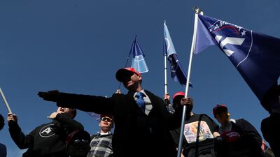 Mr Trump's supporters take part in a protest in Washington after the 2020 US presidential election was called for Mr Biden, in November 2020. Reuters